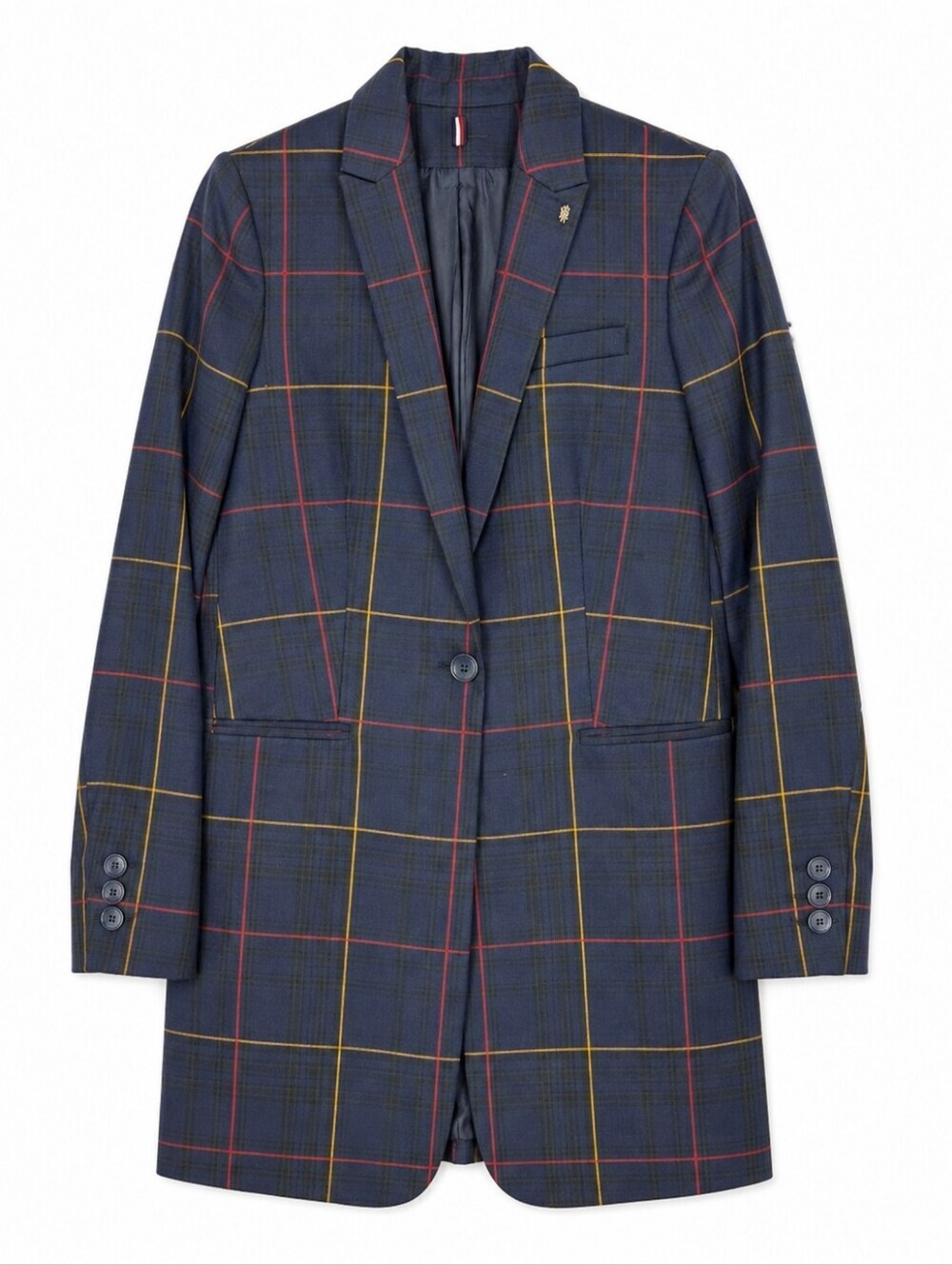 Tommy Hilfiger longline plaid tailored blazer jacket size 4